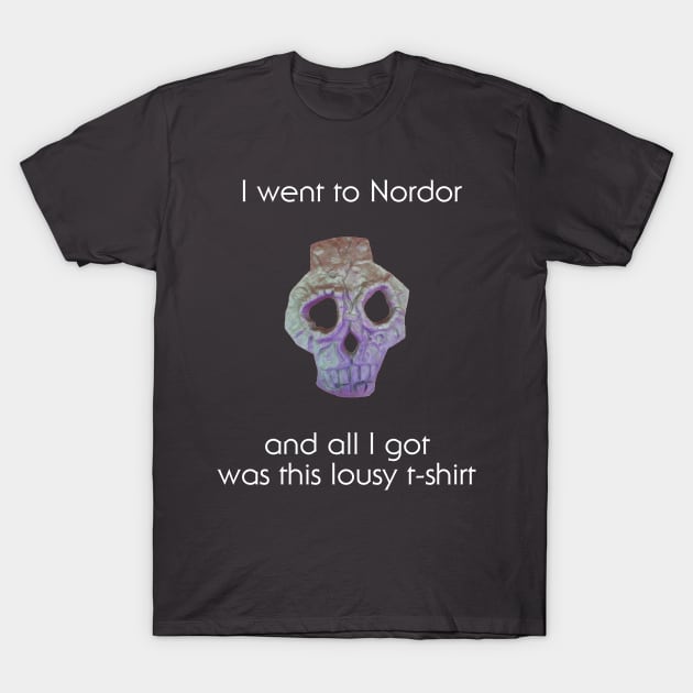 Nordor Face Lousy T-shirt White Text T-Shirt by Toy Culprits